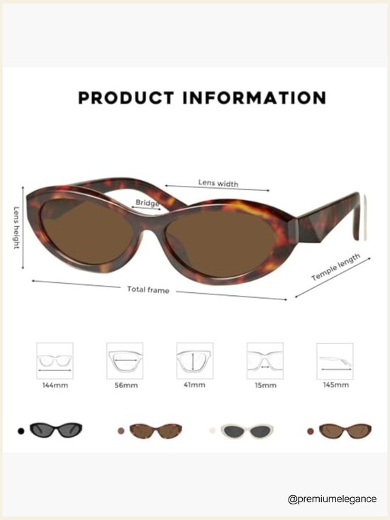 Retro Oval Cat Eye Sunglasses with UV400 Protection Microfiber Pouch Case main image 5